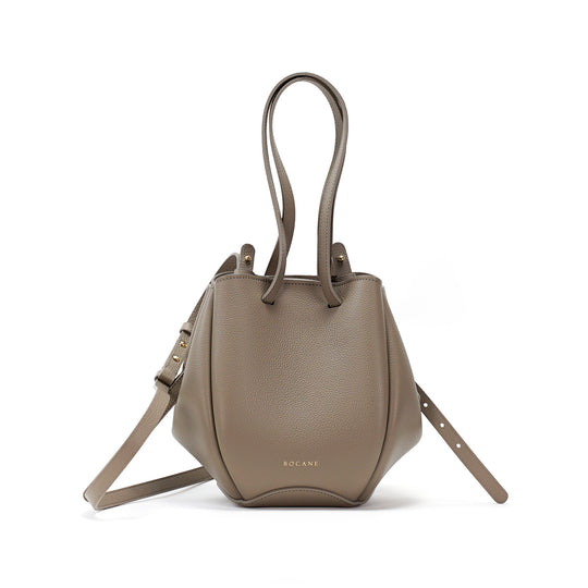 Mini Pétale Bag, Textured Leather, Greige, with Extras