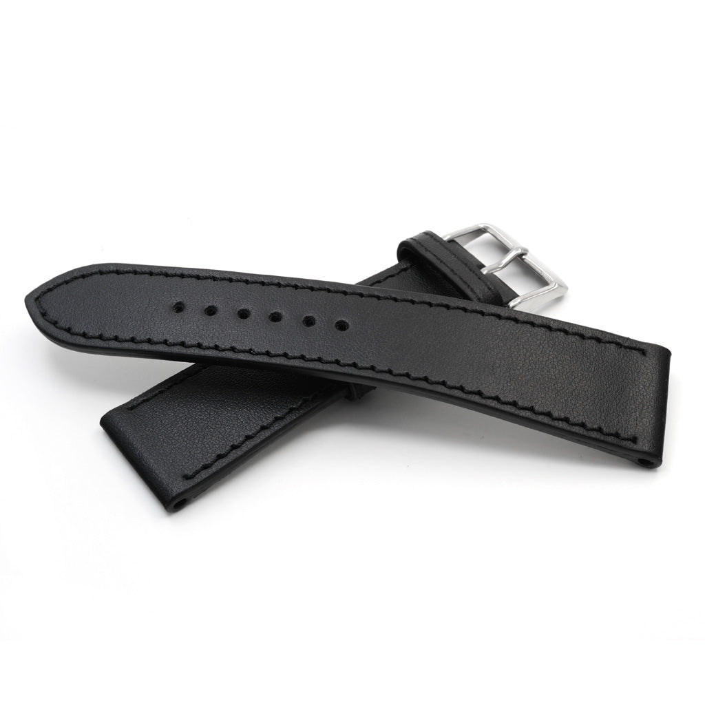 Full Grain Leather Band, Black, for Large Wrists