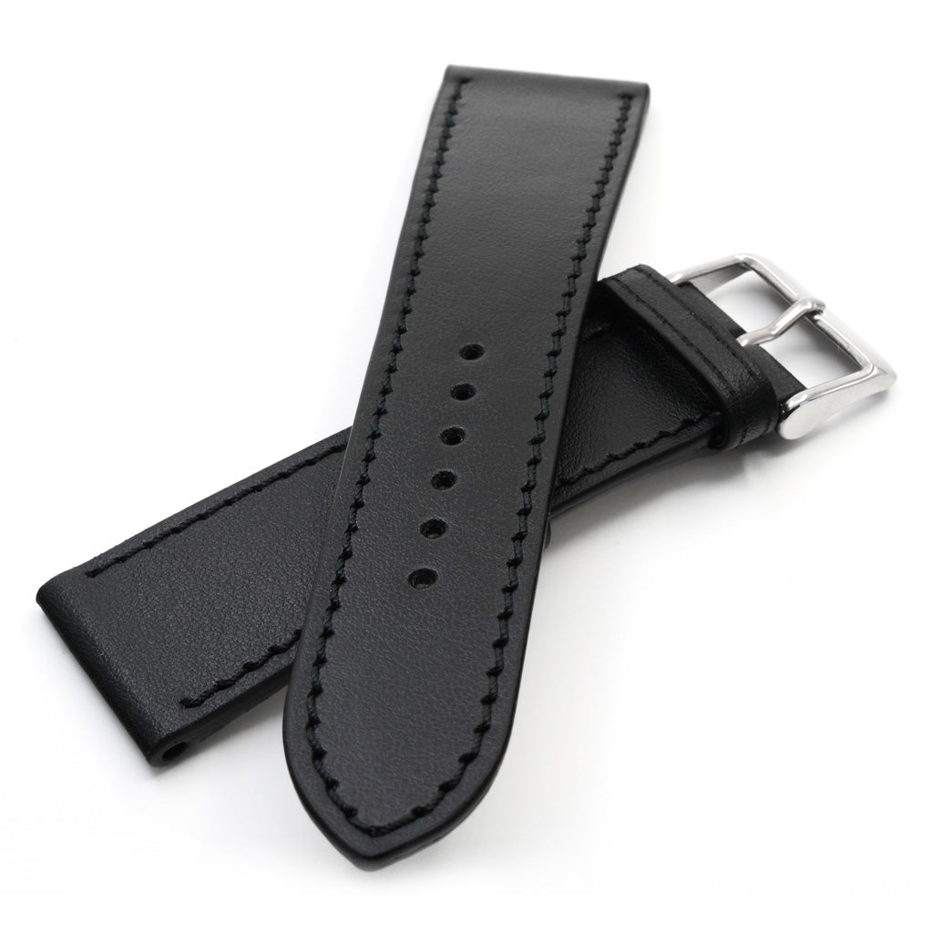 EPI Calfskin Leather Watch Strap Grey, 22mm / Large (125/75mm) / Stainless Steel
