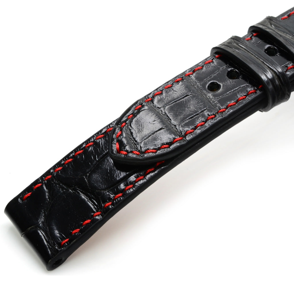 Hand-colored crocodile belt, red