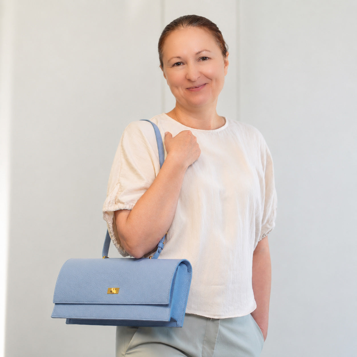 Esprit Long Bag, Textured Leather, Celestial Blue