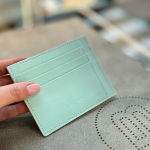 Full Grain Leather Wallet, Extra Slim, Blue Aqua