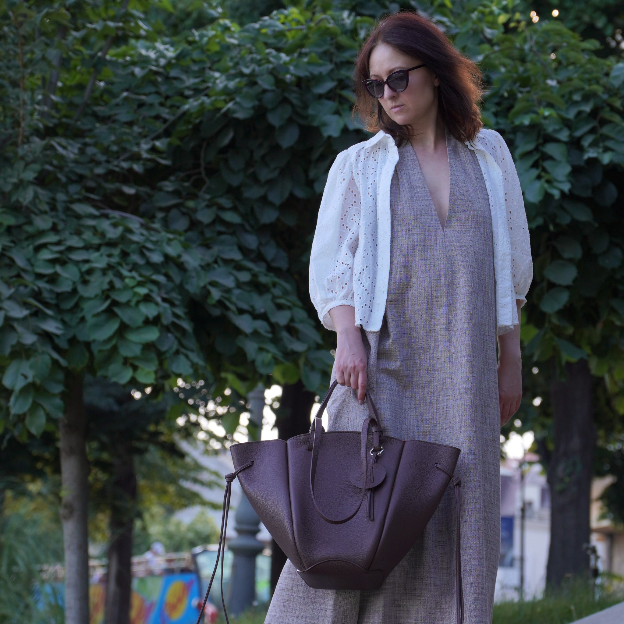 Maxi Voulez-Vous Bag, Textured Leather, Cinnamon