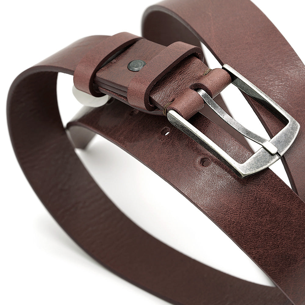 Smart-Casual Italian Leather belt, Mahogany