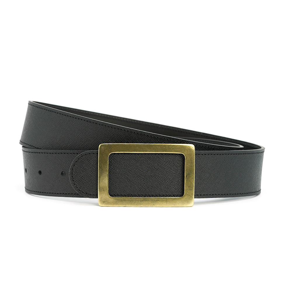 Black Saffiano Leather Belt, Wayne Collection