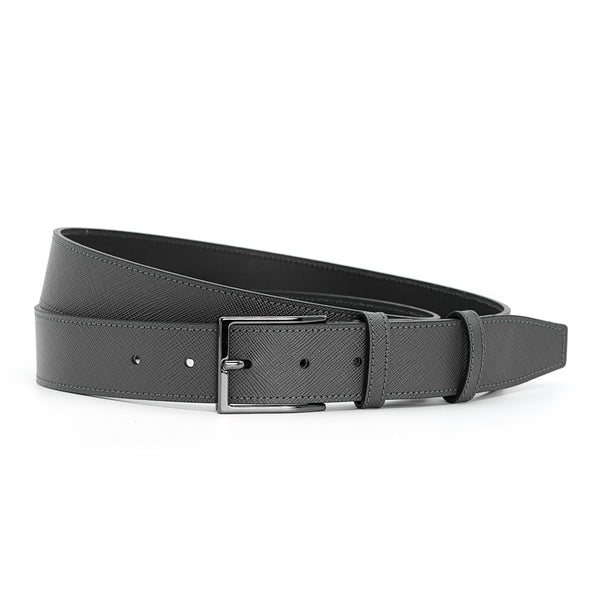 Grey Saffiano Leather Belt, Elegant Collection
