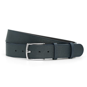 Elegant Italian Leather Belt, Black with Dark Chrome Buckle