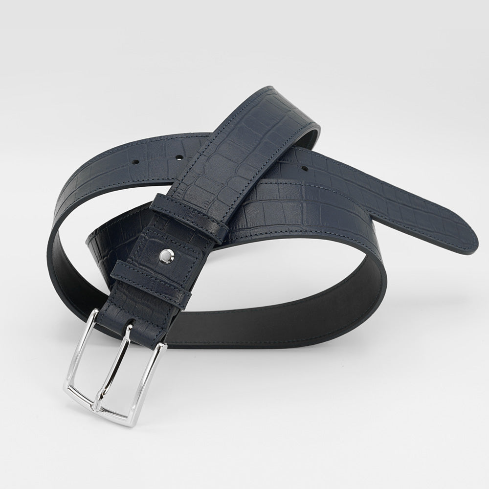 Elegant Italian Leather Belt, Black with Dark Chrome Buckle