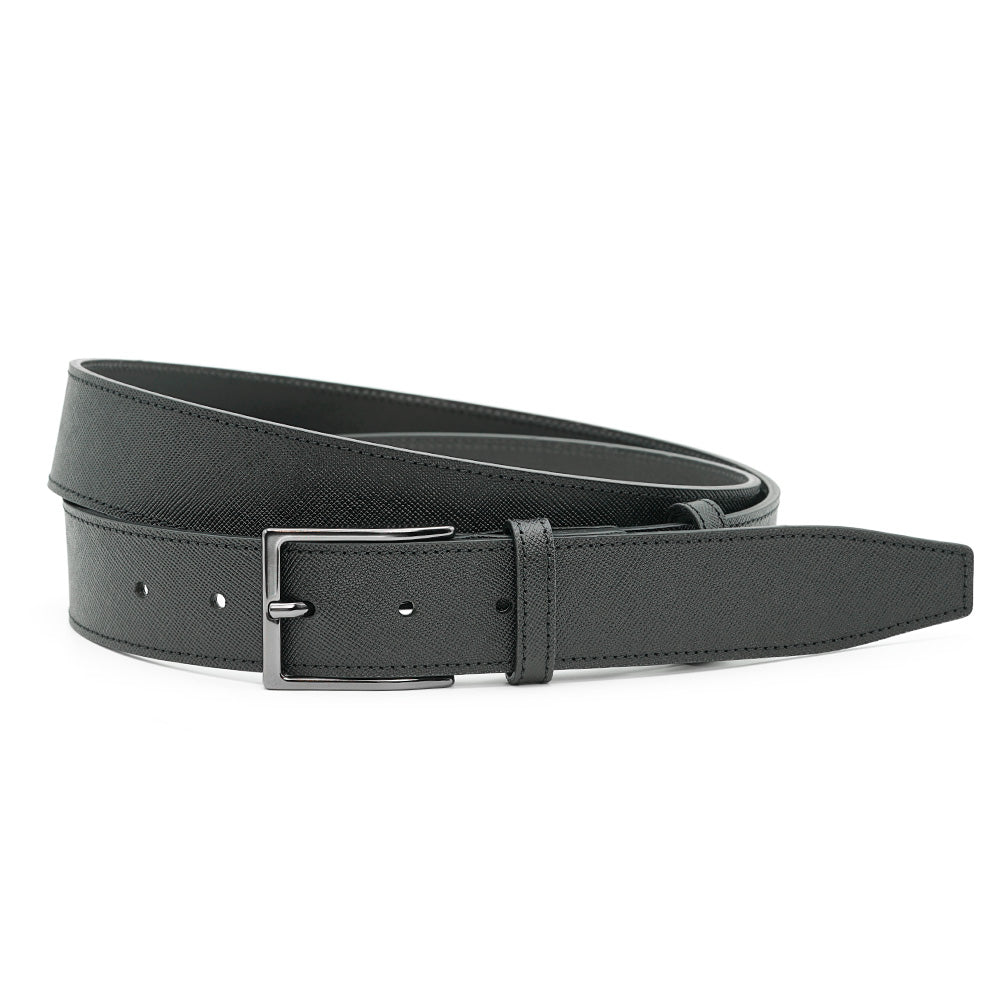 Black Saffiano Leather Belt, Elegant Collection