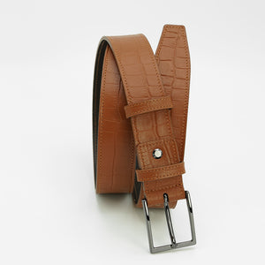 Elegant Italian Leather Belt, Black with Dark Chrome Buckle