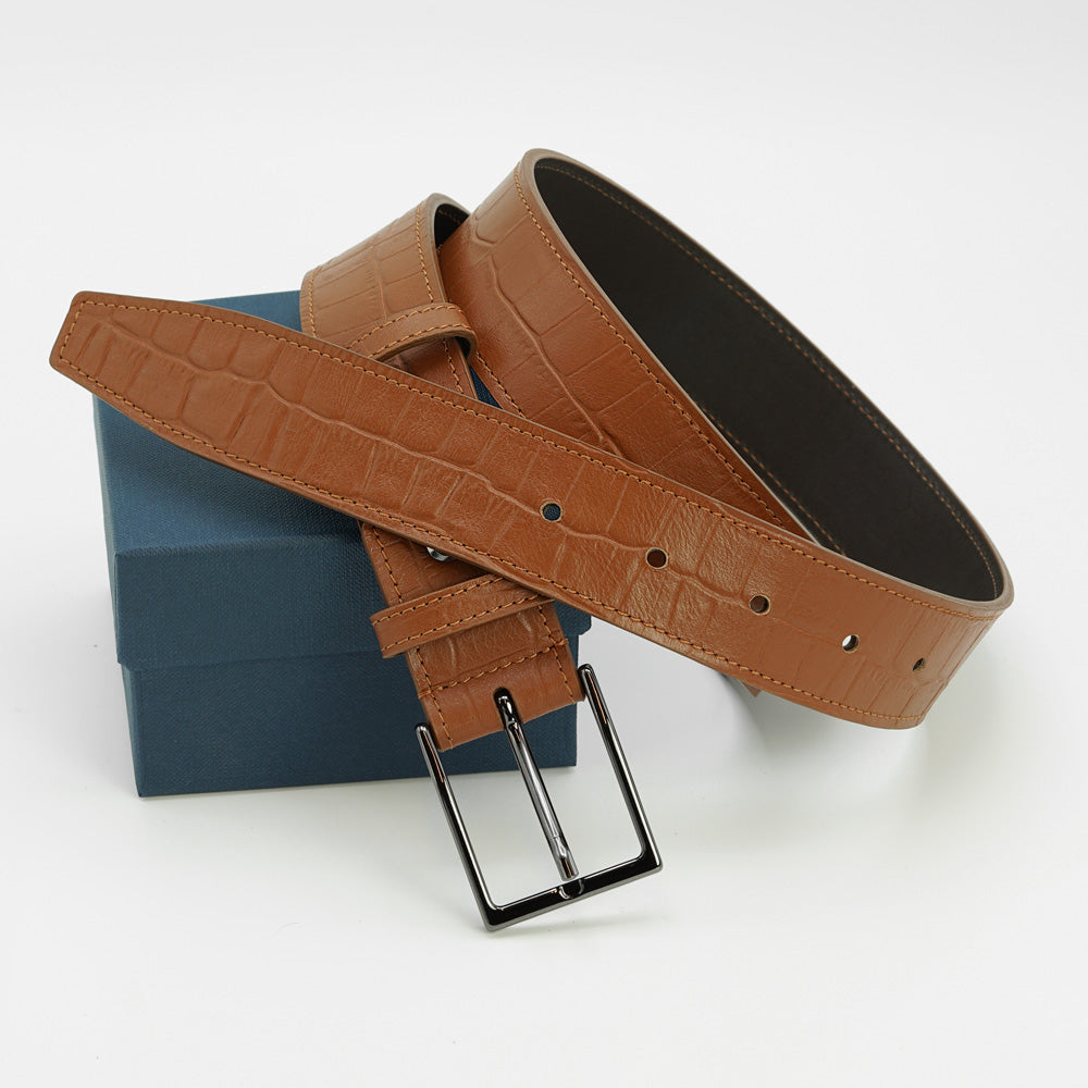 Elegant Italian Leather Belt, Black with Dark Chrome Buckle