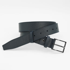 Elegant Italian Leather Belt, Black with Dark Chrome Buckle