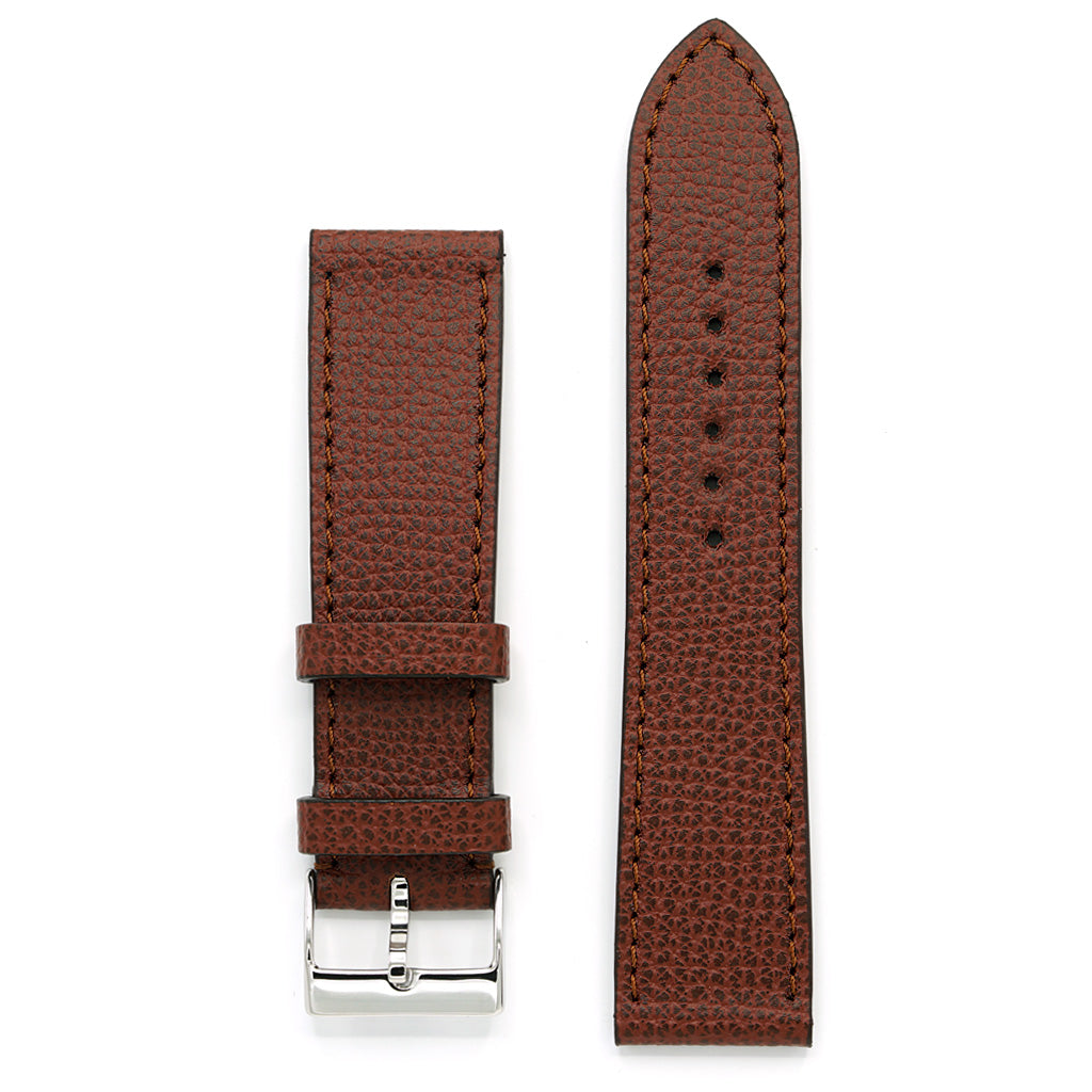 Brown Leather Strap, Textured, Tone-on-Tone Stitch