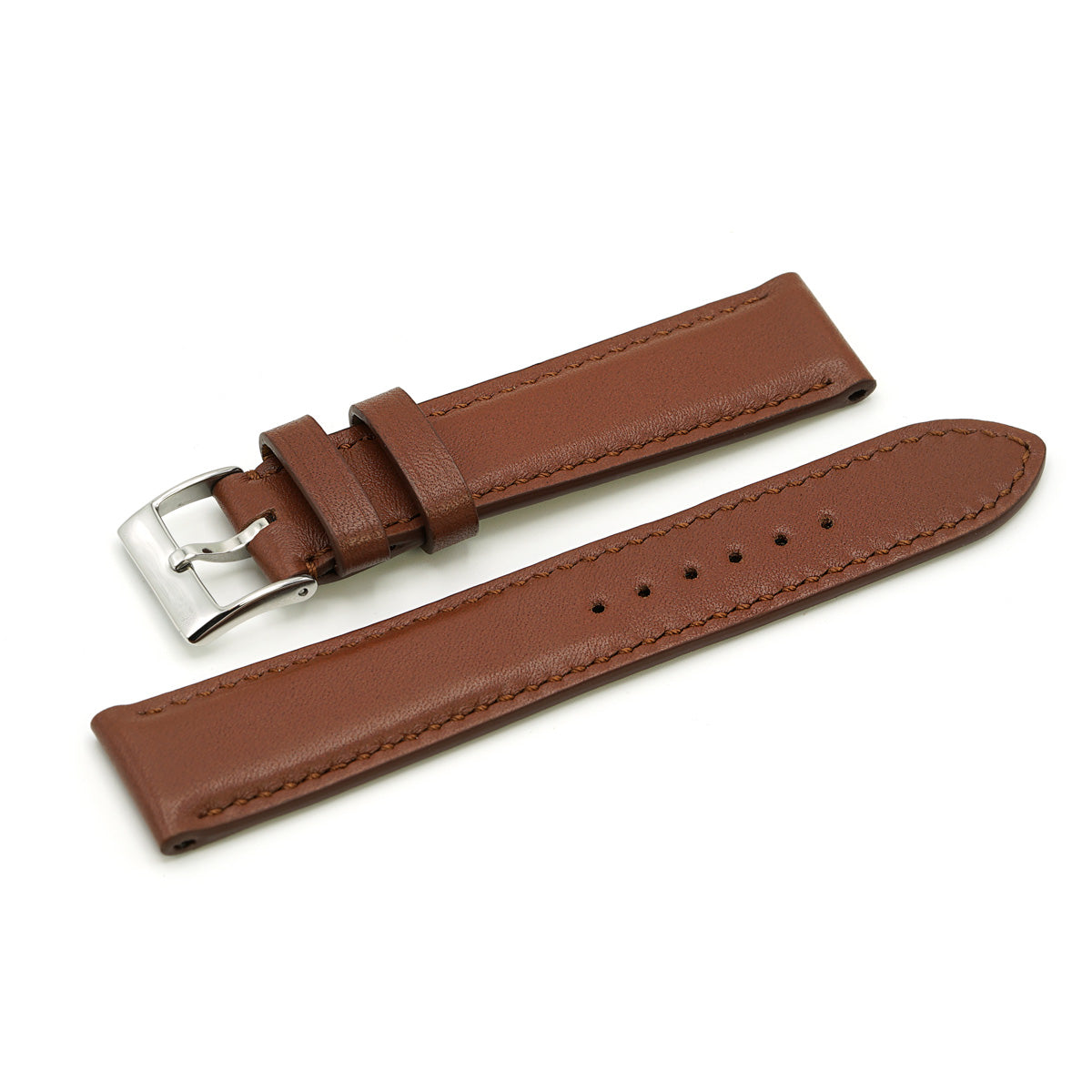 Padded Watch Band, Full-Grain Dark Cognac, Medium Length