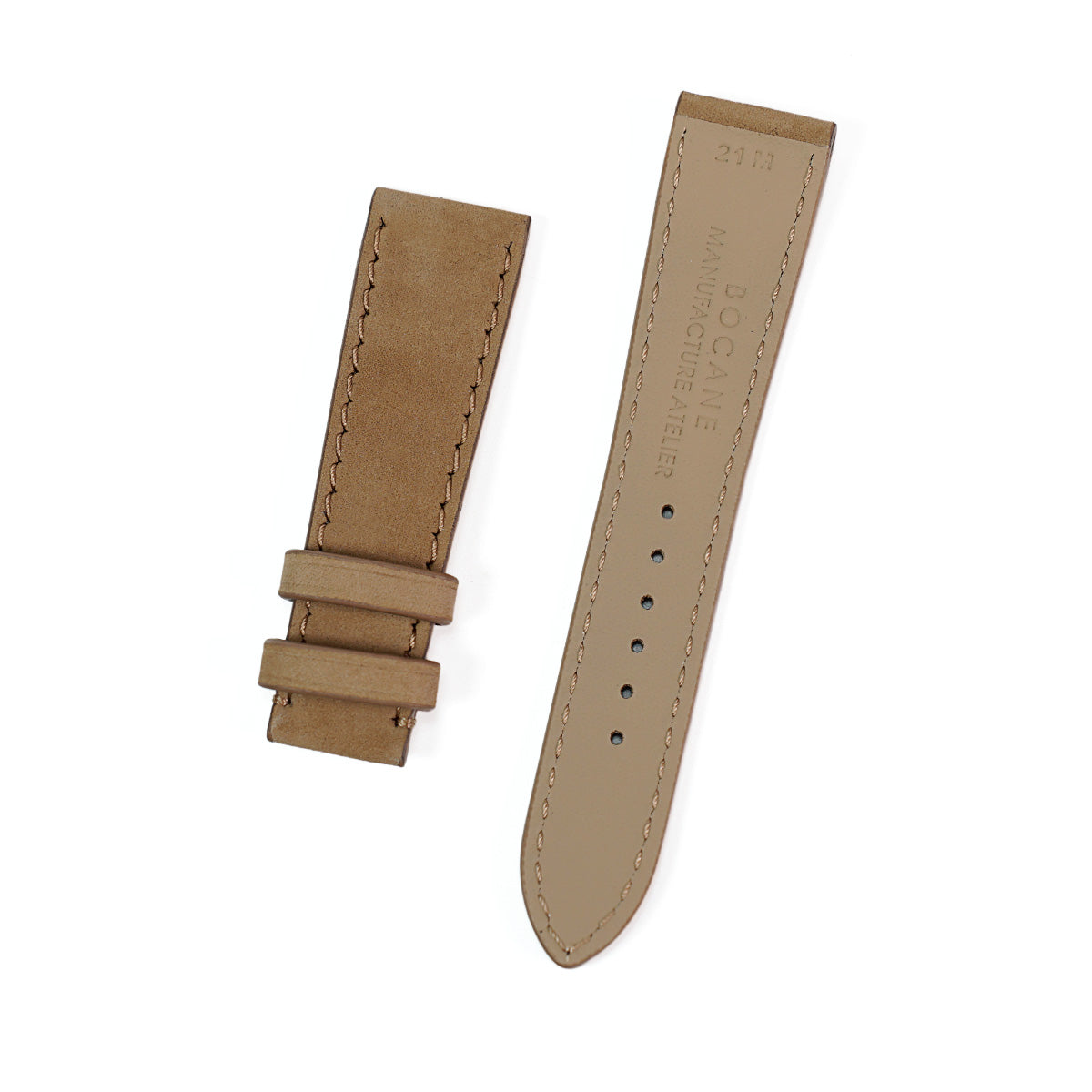 Watch Strap in Latte Nubuk Leather, Medium Length