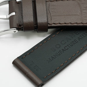 Leather Watch Strap, Crocodile Print, Brown Matte