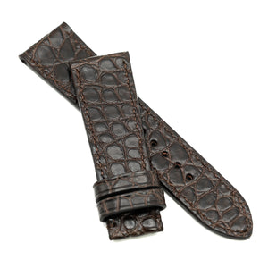 Alligator Leather Watch Strap, Round Scales, Semi-Matte Brown, Hand Stitched