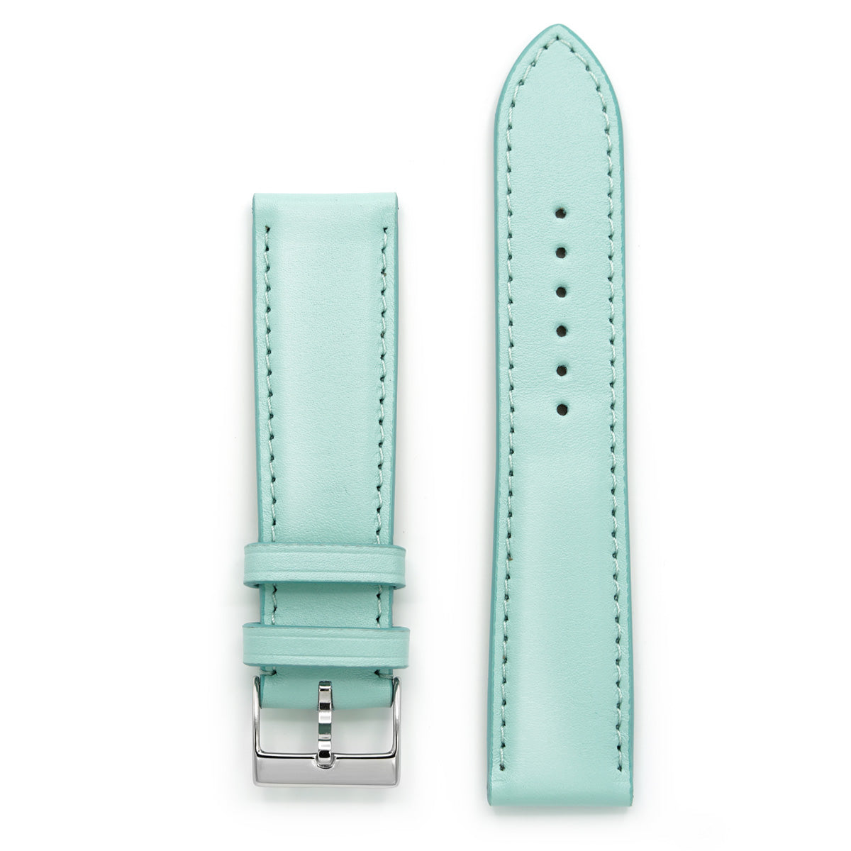 Padded Watch Band, Full-Grain Blue Leather, Medium Length
