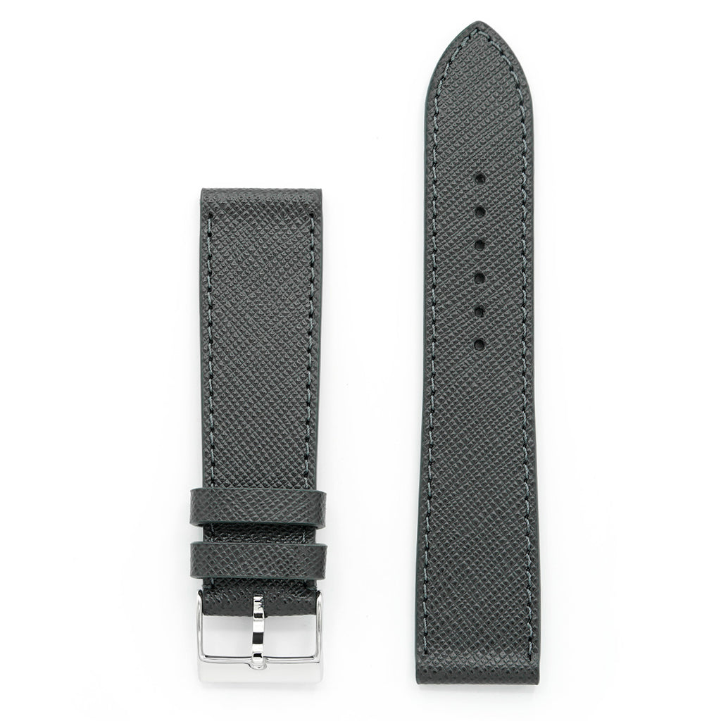 Saffiano Leather Strap, Charcoal Grey