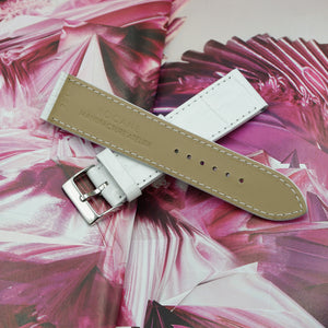 Leather Strap, Coffee Brown Crocodile Grain, Medium Length