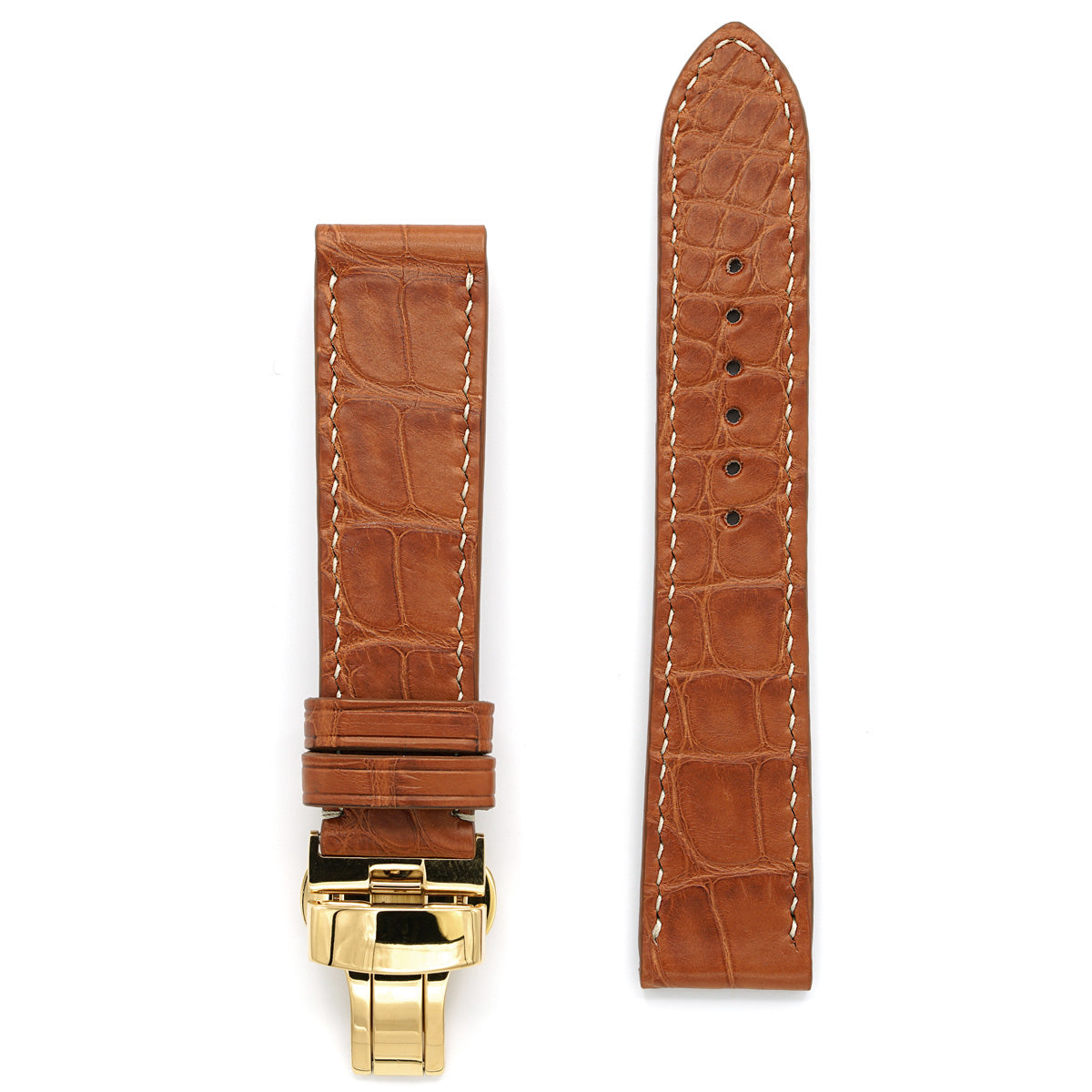 Alligator Leather Watch Band, Black Square Scales, MADE-TO-ORDER