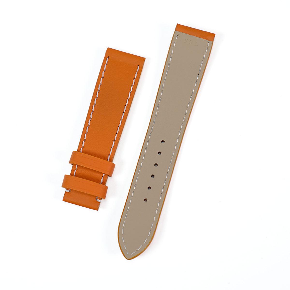 Watch Strap, LeMans Collection, Orange Leather, Light Sewing