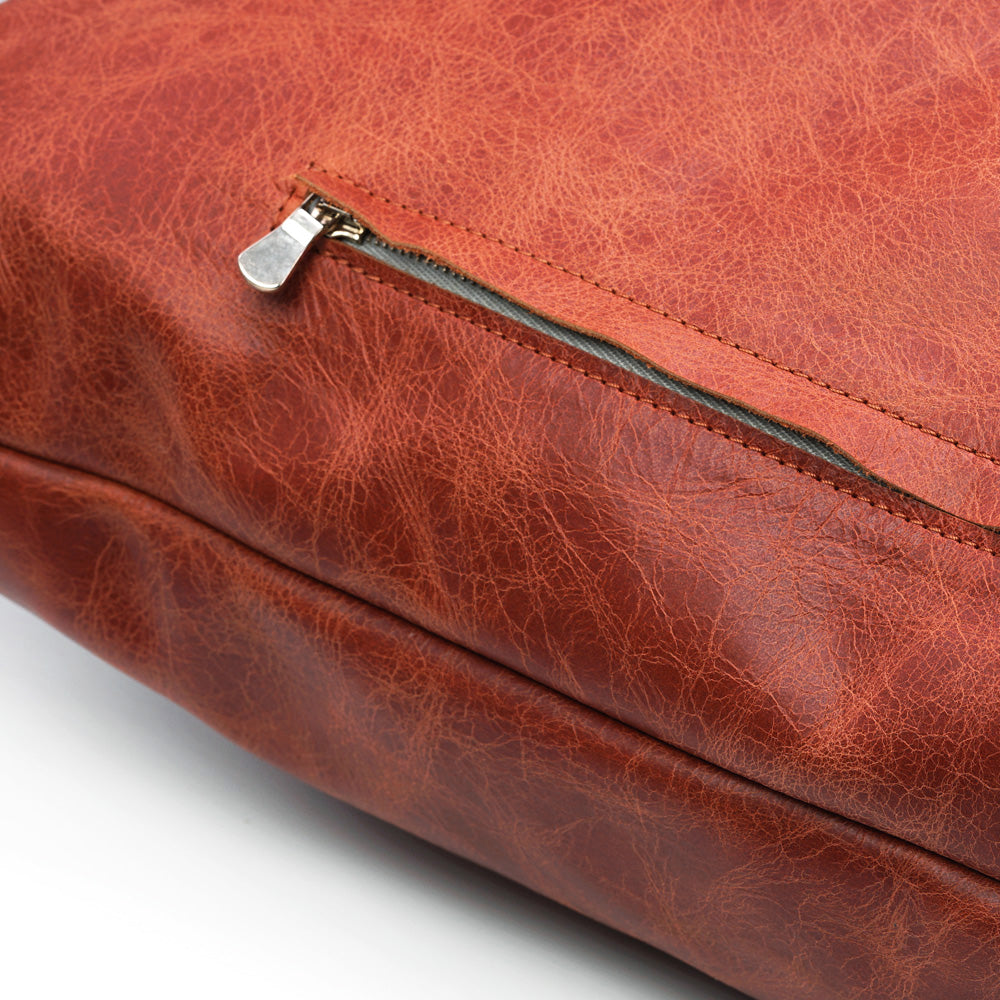 Soft Leather Cushion, Antique Cognac