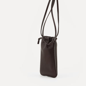 Soleil Phone Bag, Espresso Brown Textured Leather