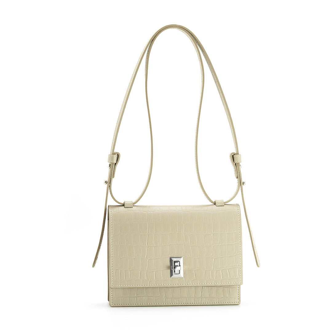 Esprit Bag, Crocodile Print Leather, Matte Beige