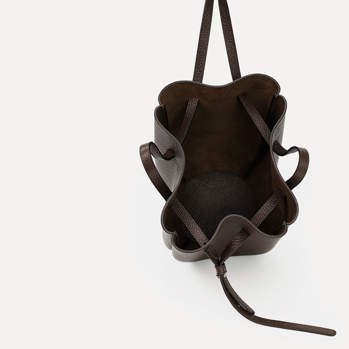 Petal Bag, Textured Leather, Brown