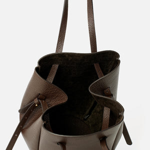 Petal Bag, Textured Leather, Brown