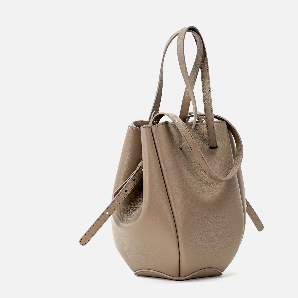 Pétale Bag, Textured Leather, Greige Color, with Extras