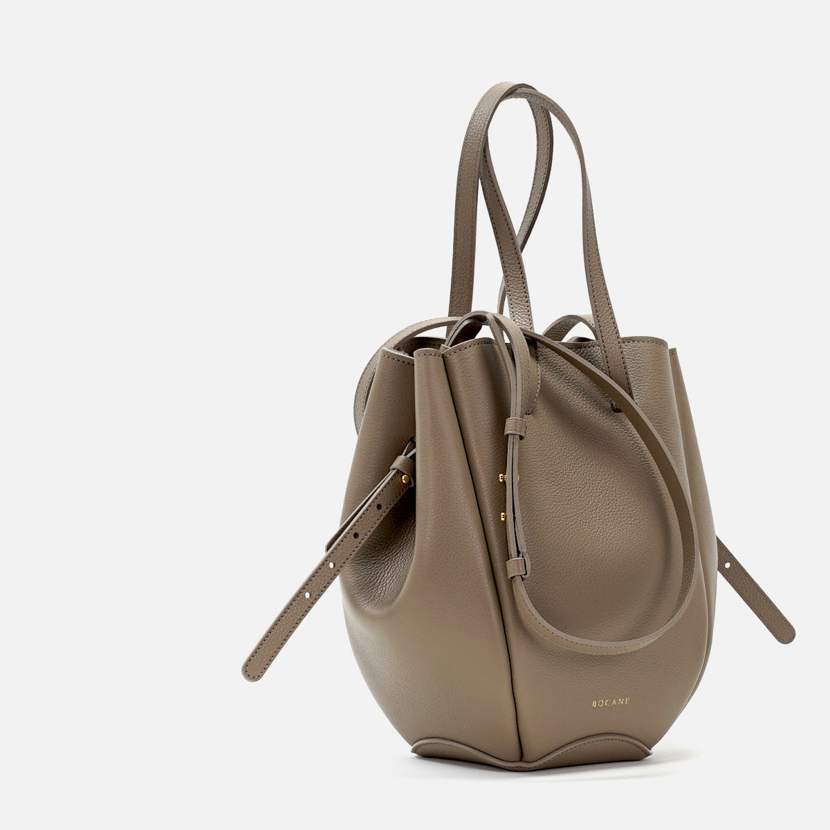 Pétale Bag, Textured Leather, Greige Color, with Extras