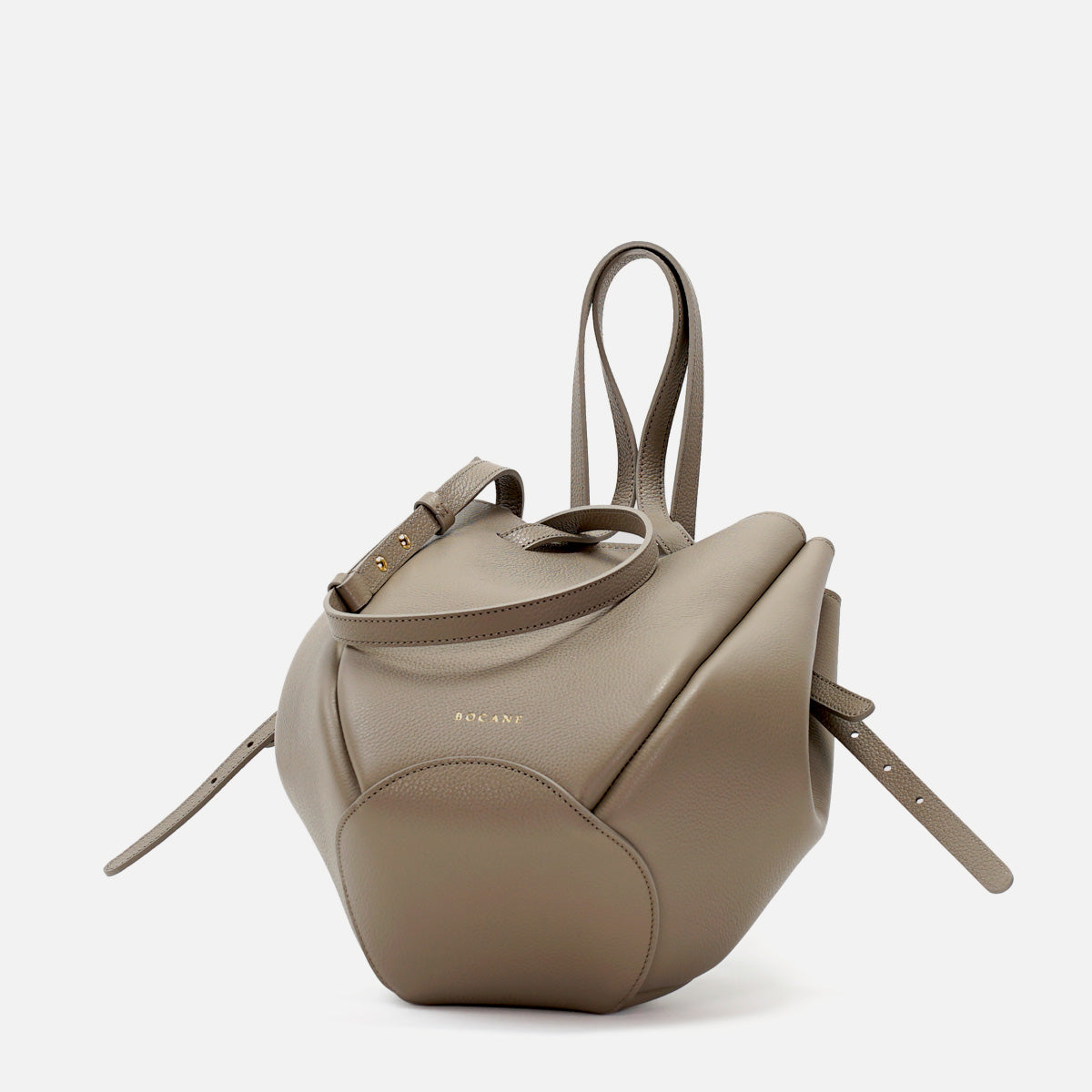 Pétale Bag, Textured Leather, Greige Color, with Extras