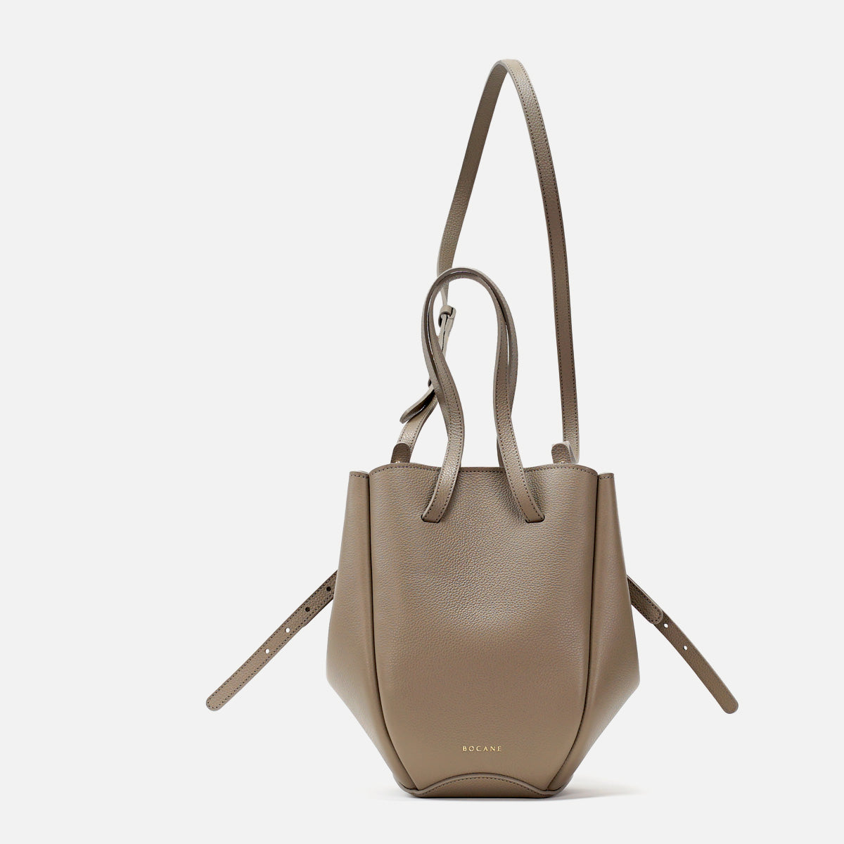 Pétale Bag, Textured Leather, Greige Color, with Extras