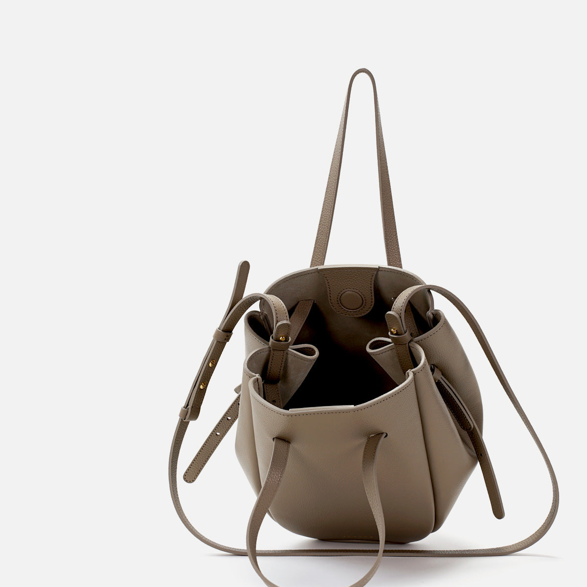 Pétale Bag, Textured Leather, Greige Color, with Extras