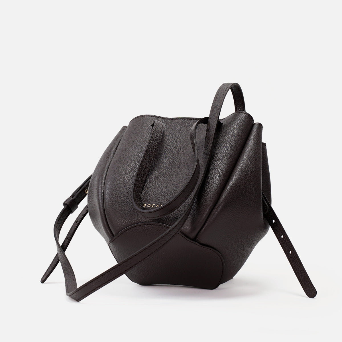 Mini Pétale Bag, Textured Leather, Espresso Brown Color, with Extras