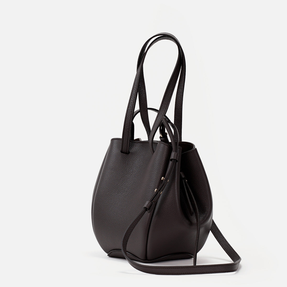 Mini Pétale Bag, Textured Leather, Espresso Brown Color, with Extras