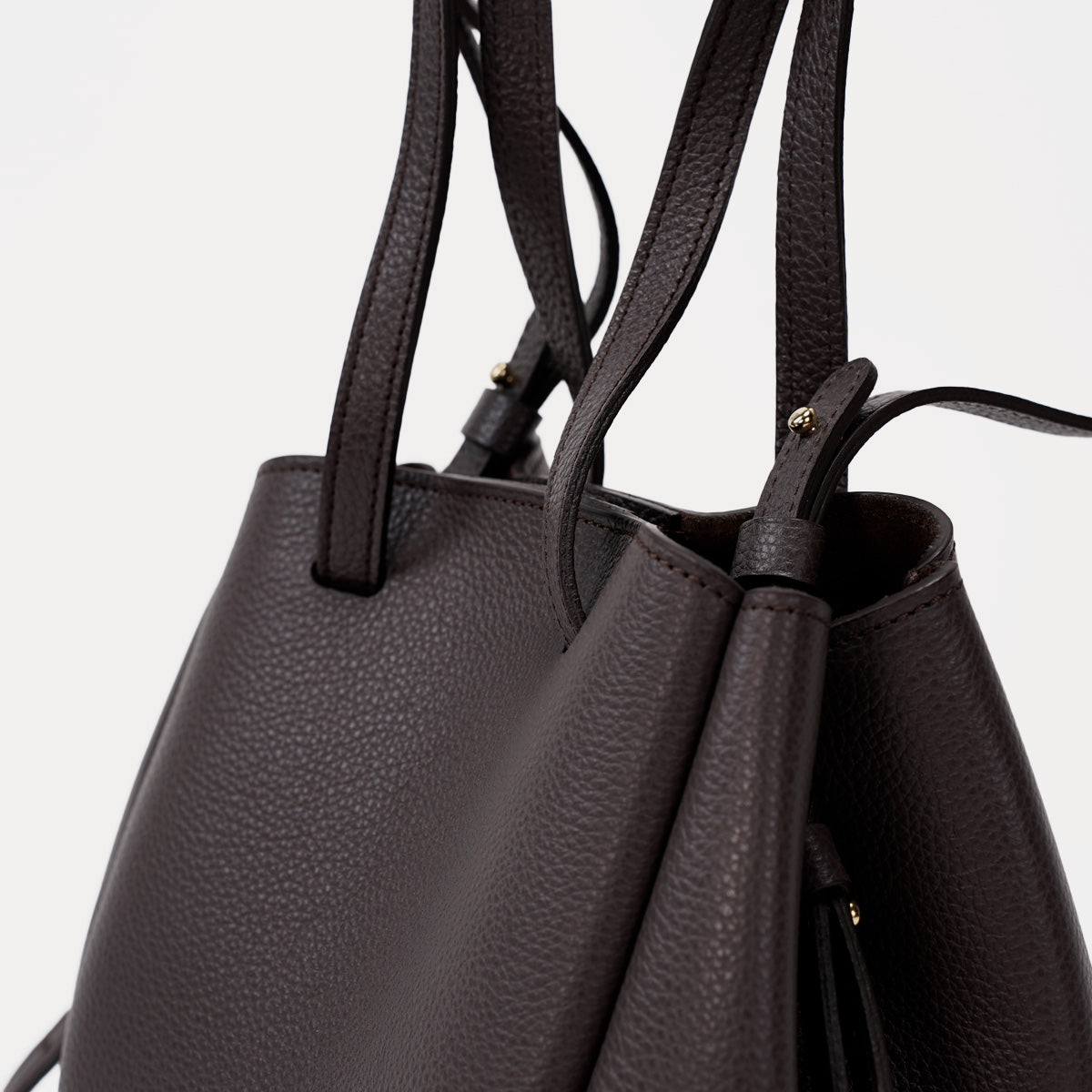 Mini Pétale Bag, Textured Leather, Espresso Brown Color, with Extras