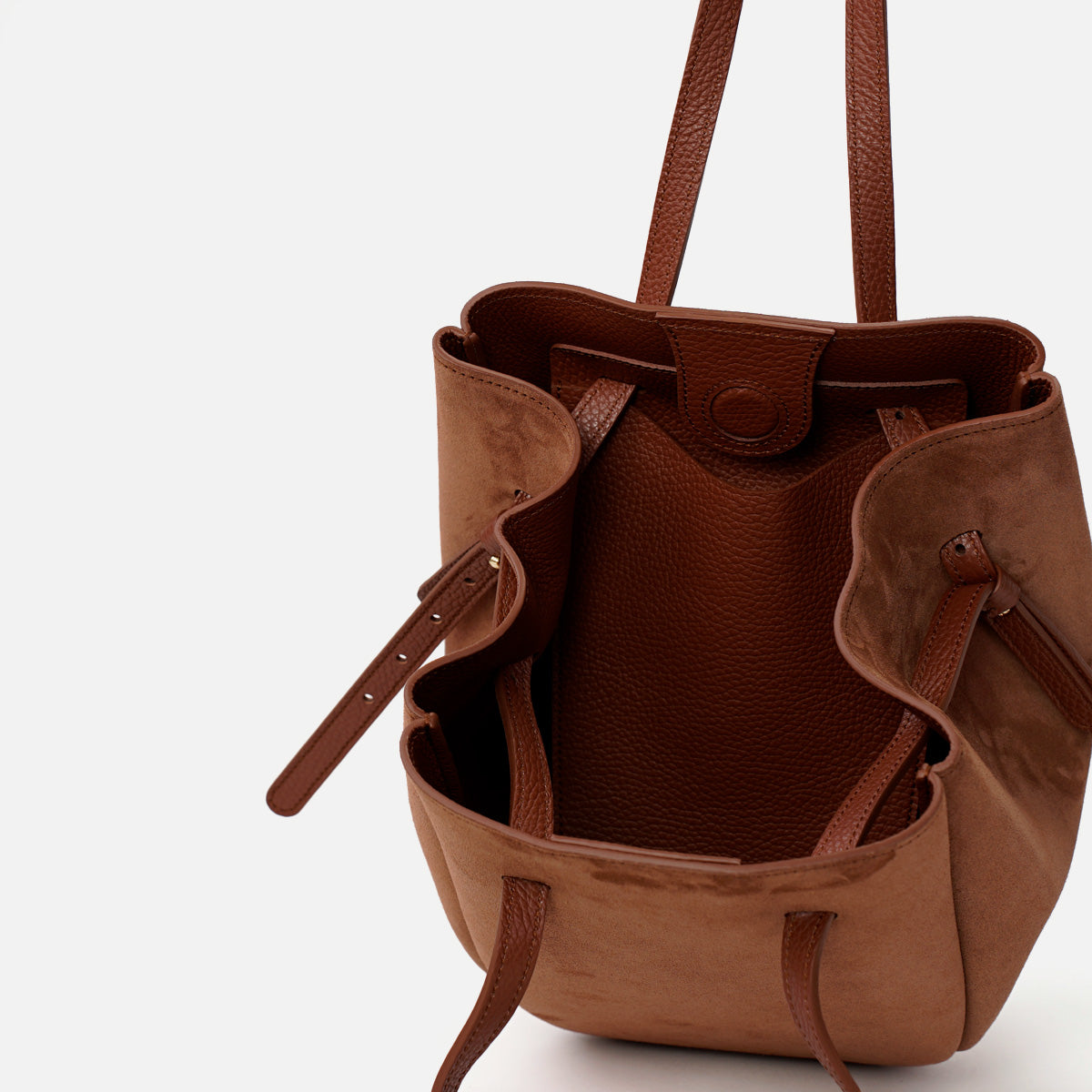 Pétale Bag, Suede Leather, Cinnamon Color