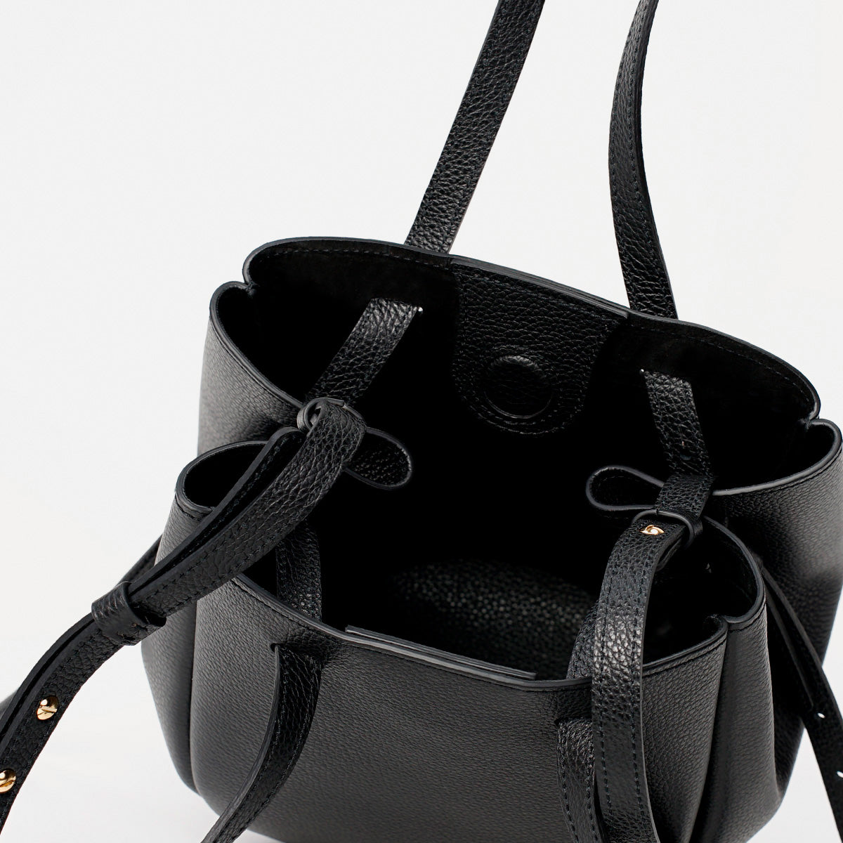 Mini Pétale Bag, Textured Leather, Black, with Extras