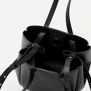Mini Pétale Bag, Textured Leather, Black, with Extras