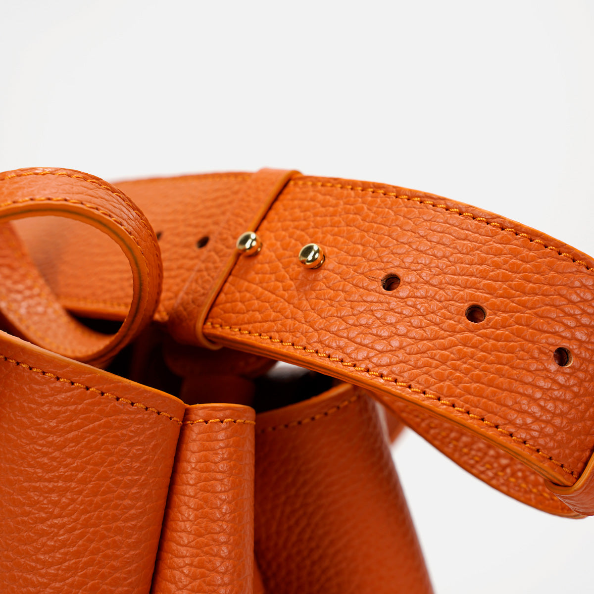 Mini Pétale Bag, Textured Leather, Orange Color, with Extras