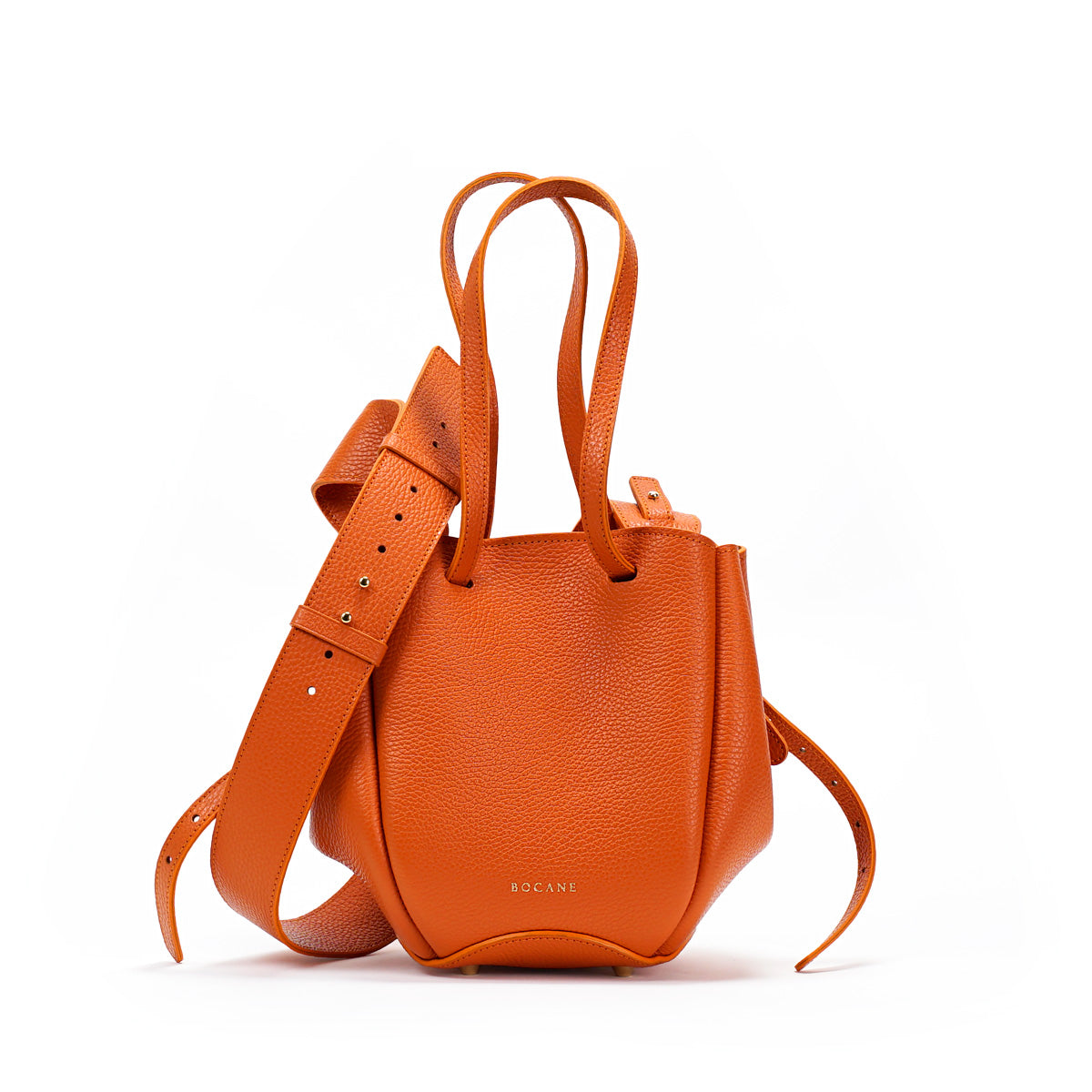 Mini Pétale Bag, Textured Leather, Orange Color, with Extras