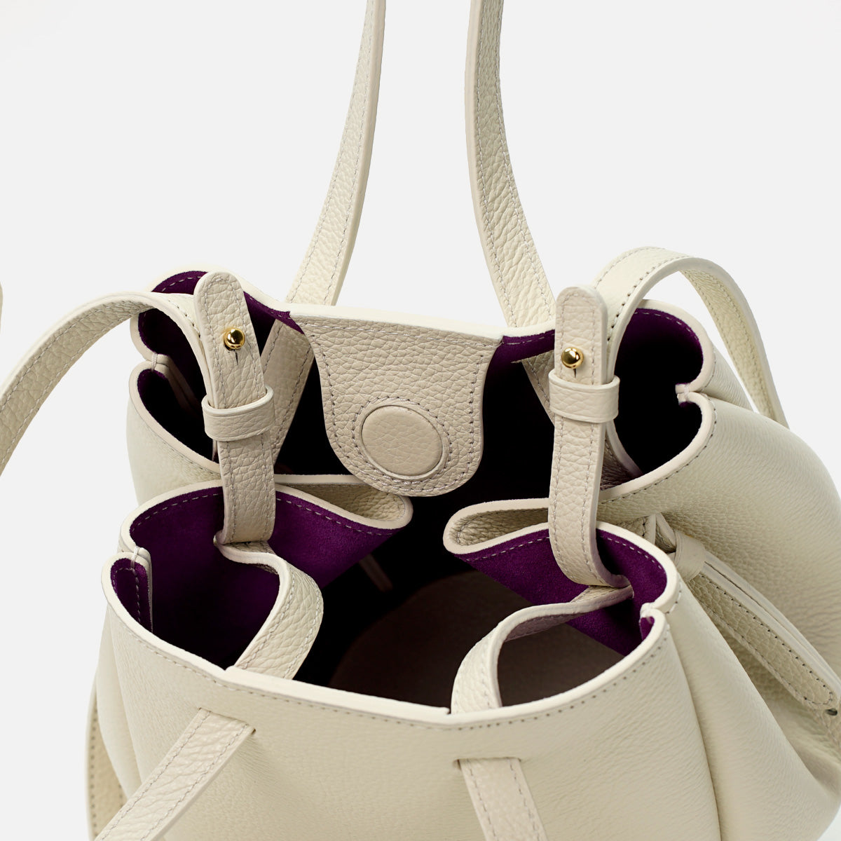 Mini Pétale Bag, Textured Leather, Vanilla Cream, with Extras