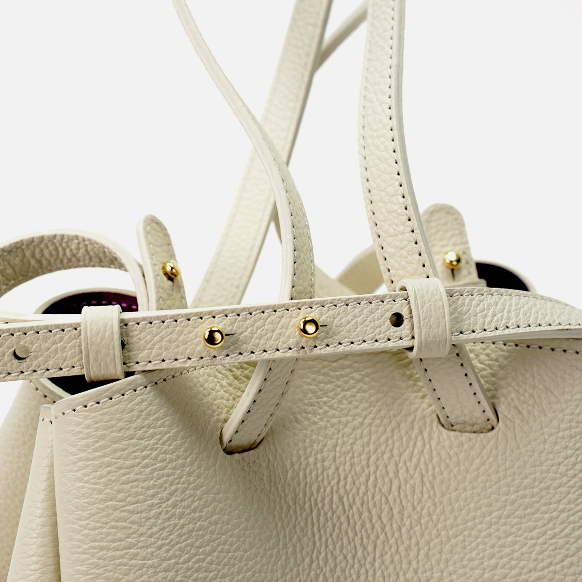 Mini Pétale Bag, Textured Leather, Vanilla Cream, with Extras