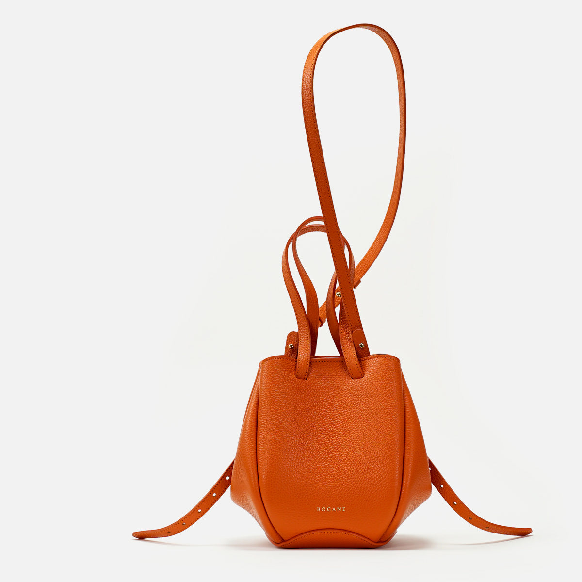 Mini Pétale Bag, Textured Leather, Orange Color, with Options