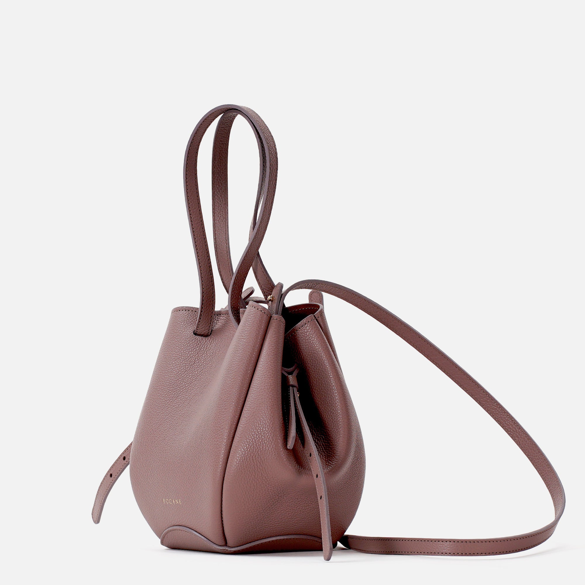 Mini Pétale Bag, Textured Leather, Balsamic Greige, with Extras