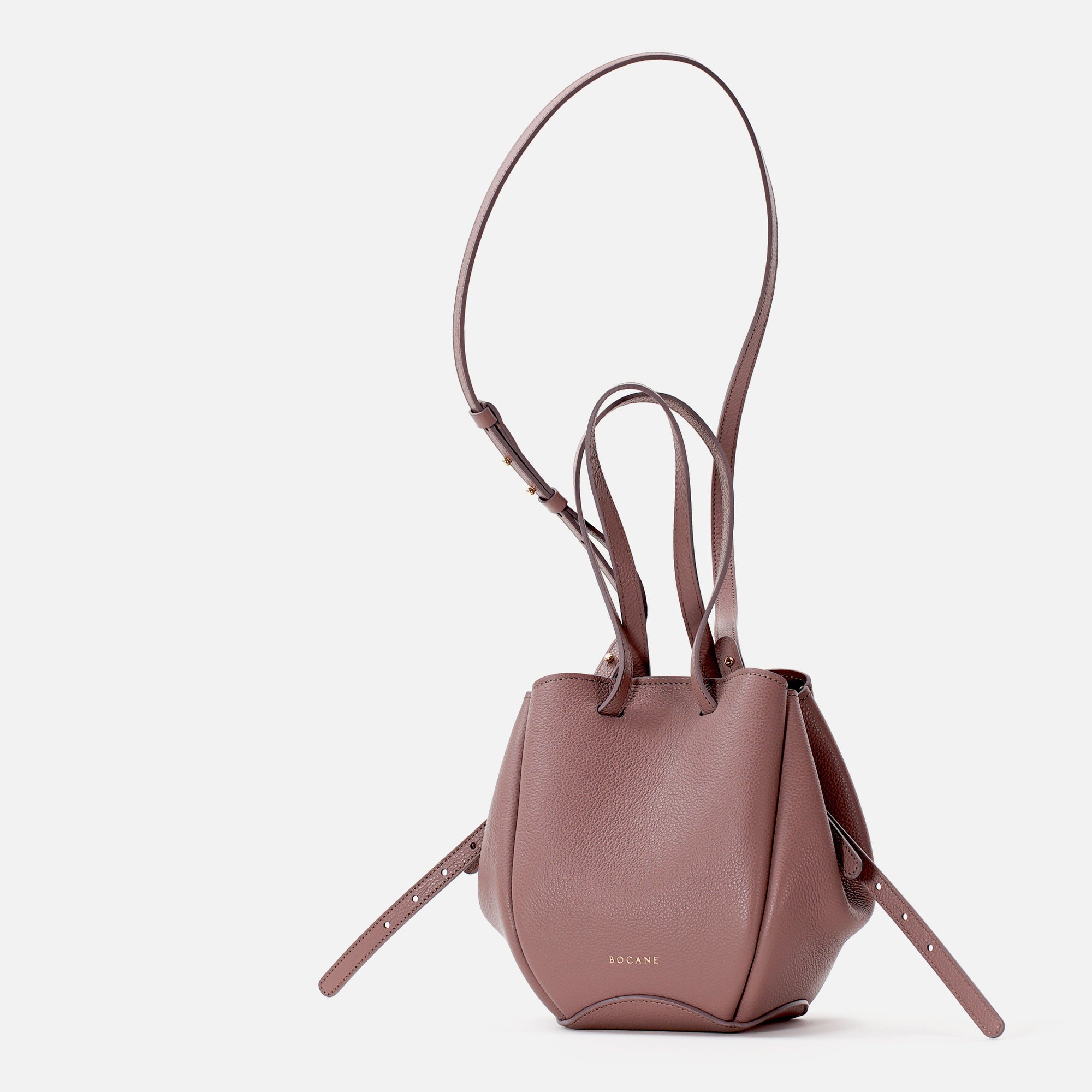 Mini Pétale Bag, Textured Leather, Balsamic Greige, with Extras