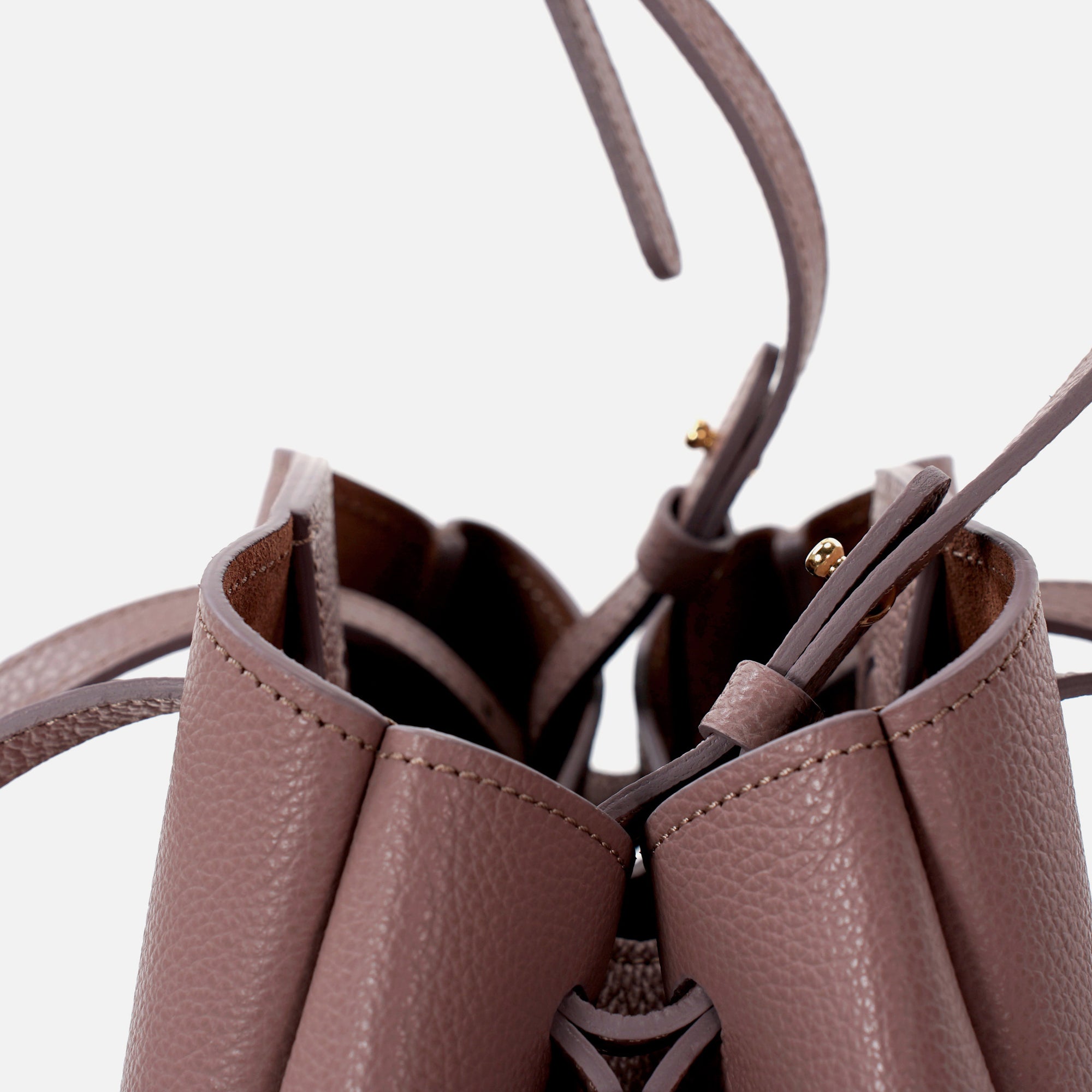 Mini Pétale Bag, Textured Leather, Balsamic Greige, with Extras